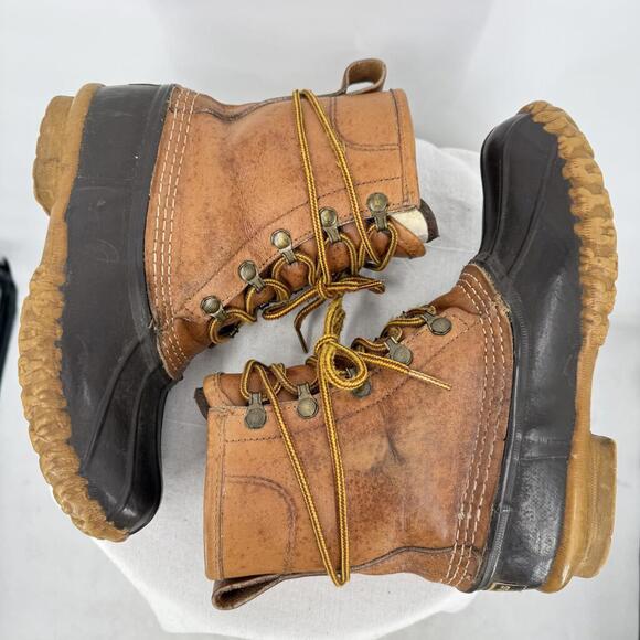 Women's L.L. Bean Vintage Leather Duck Boots Tan Brown Shoes 6 - Picture 7 of 8